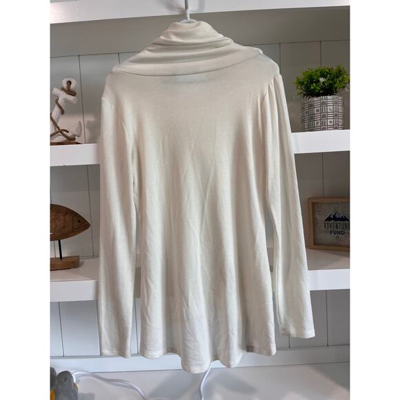 Belldini Small White Cowl Neck Top Embellished Glam Soft Stretch Knit Sweater - Picture 2 of 11